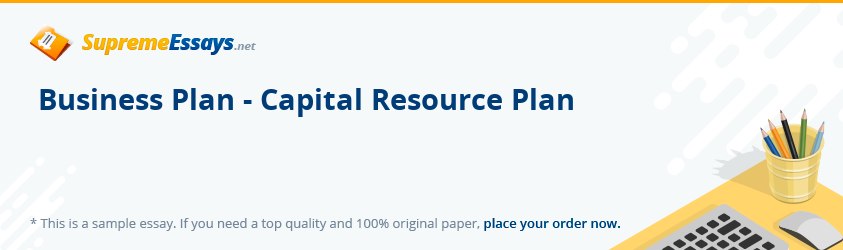 Business Plan - Capital Resource Plan