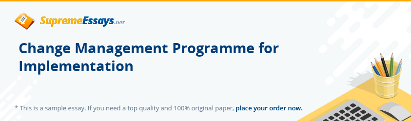 Change Management Programme for Implementation