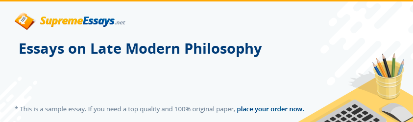 Essays on Late Modern Philosophy